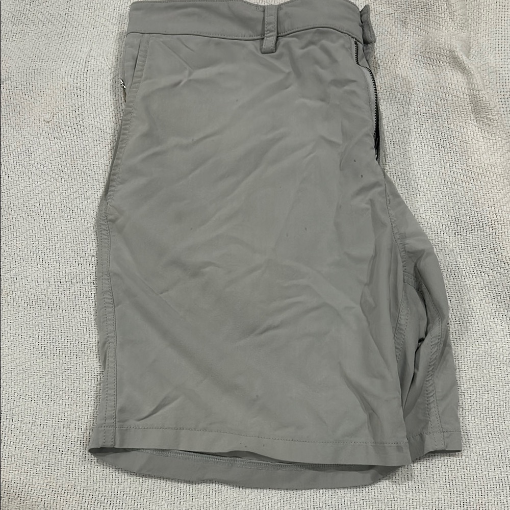 Flat Front Gray Knee-Length Shorts - Picture 3 of 4